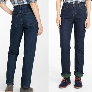 L.L. Bean Fleece Lined Classic Fit Straight Leg Jeans in Dark Wash